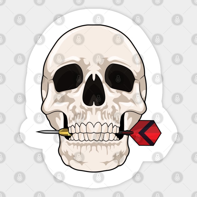 Skull at Darts with Dart Sticker by Markus Schnabel